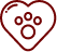 A paw print with a heart inside, indicating the number of dog walks so far.